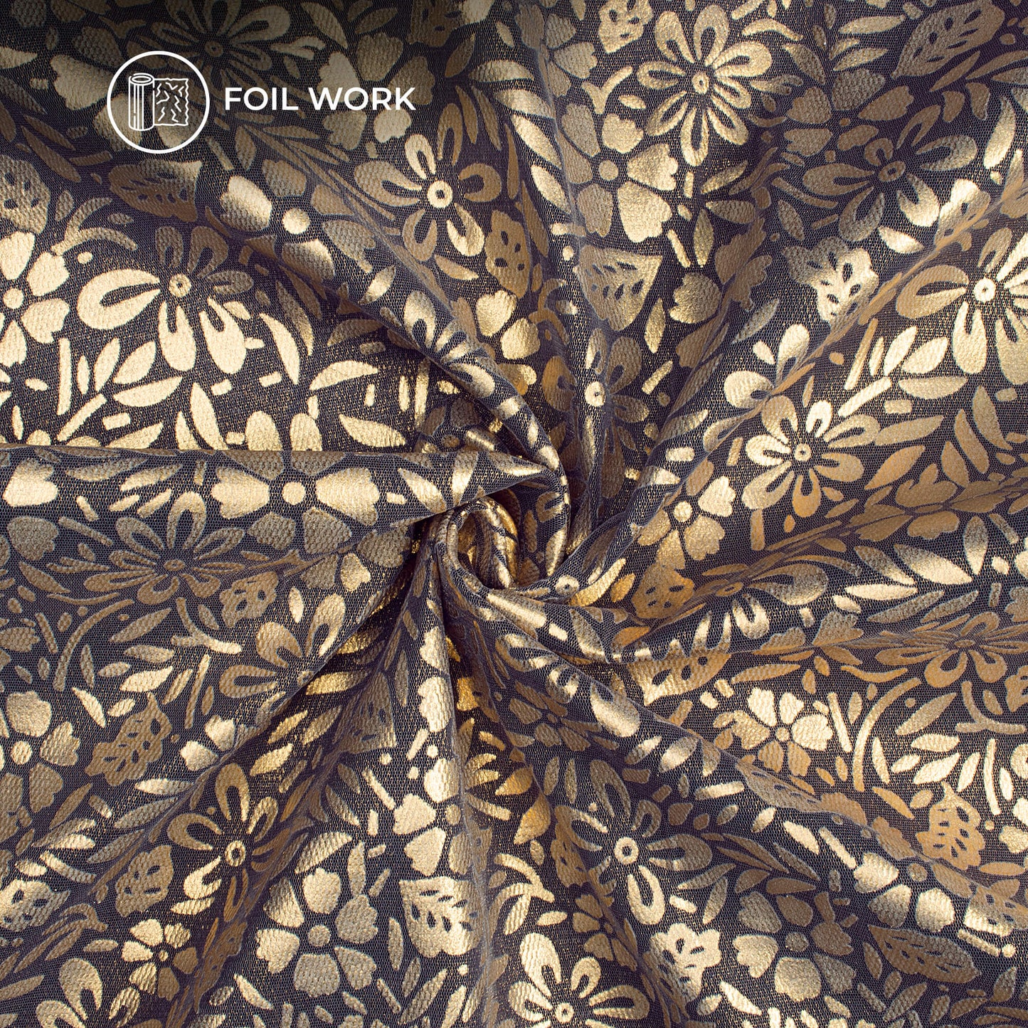 Exclusive Golden Floral Work On Dual Imported Net Fabric