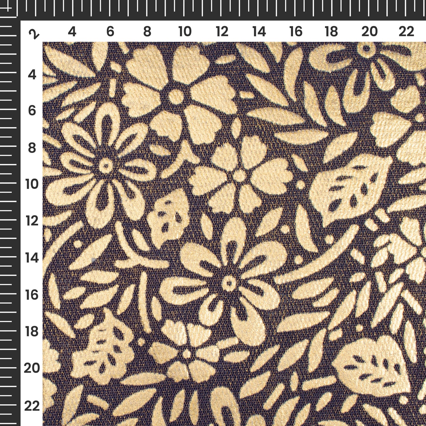 Exclusive Golden Floral Work On Dual Imported Net Fabric