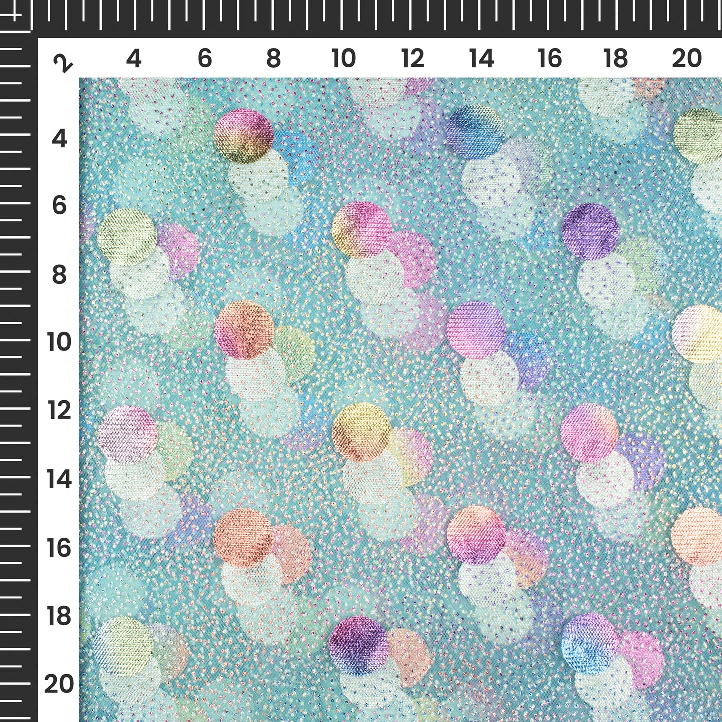 Beautiful Polka Dots Foil Work Imported Net Fabric