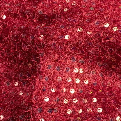 Sangria Red Rainbow Sequins Dog Fur Imported Fabric (Width 60 Inches)