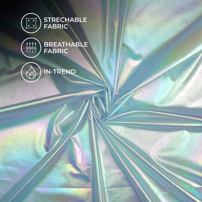 Baby Blue Holographic Dual Tones Galaxy Imported Net Fabric (Width 62 Inches)