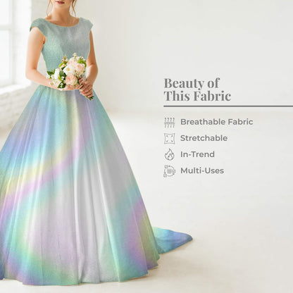 Baby Blue Holographic Dual Tones Galaxy Imported Net Fabric (Width 62 Inches)