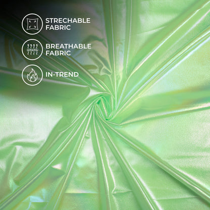 Mint Green Holographic Dual Tones Galaxy Imported Net Fabric (Width 62 Inches)