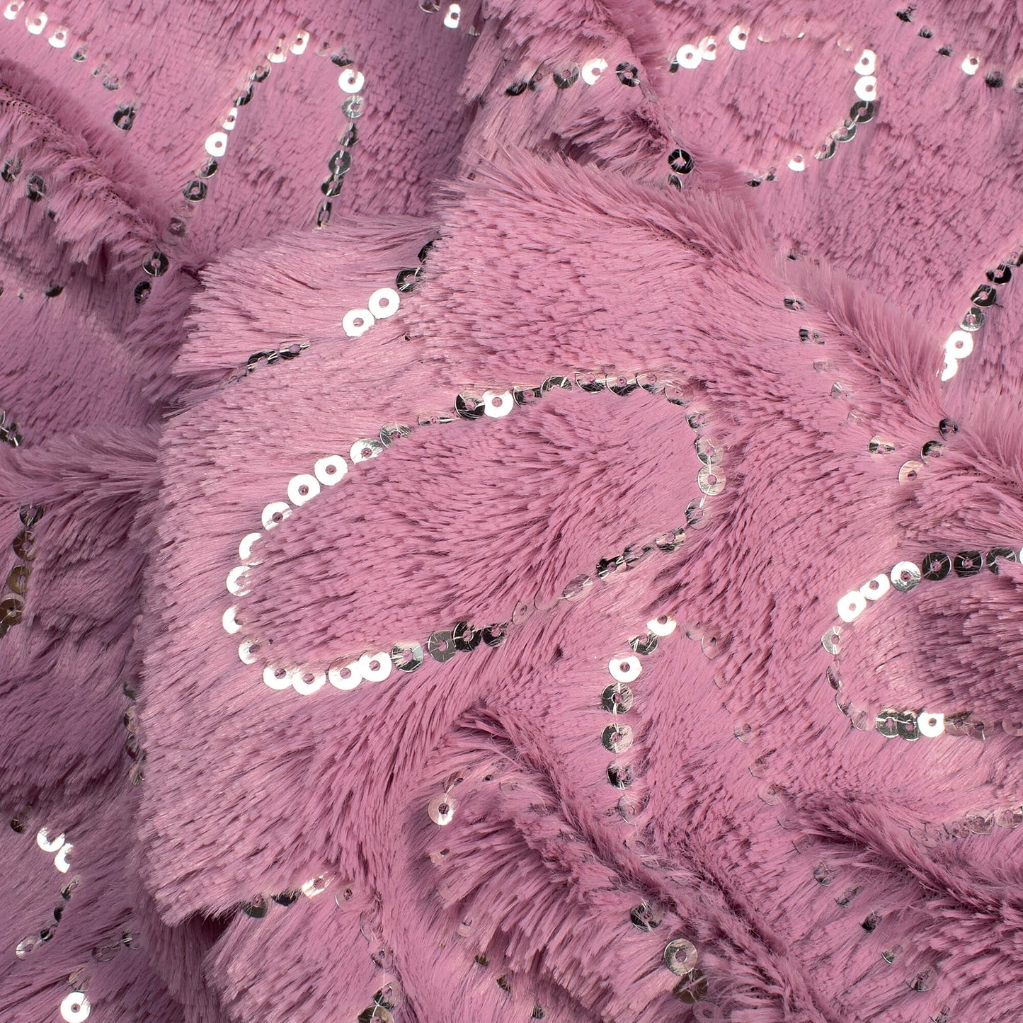 Dusty Purple Oval Sequins Imported Rabbit Fur Fabric (Width 60 Inches)