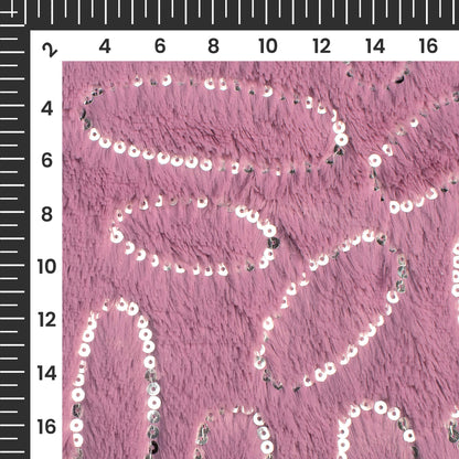 Dusty Purple Oval Sequins Imported Rabbit Fur Fabric (Width 60 Inches)