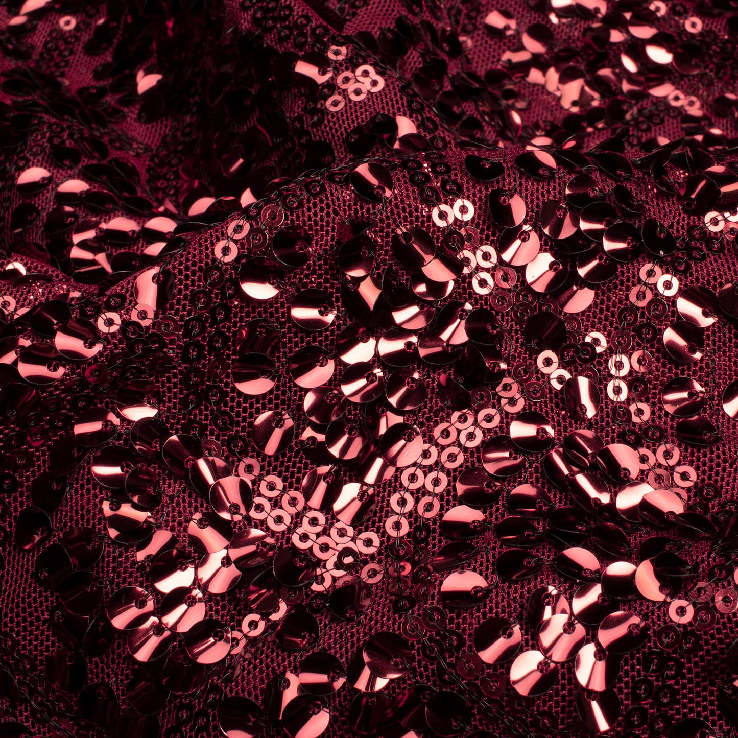 Maroon Scale Pattern Bowl Glitter Sequins Imported Net Fabric (Width 60 Inches)