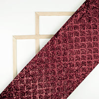 Maroon Scale Pattern Bowl Glitter Sequins Imported Net Fabric (Width 60 Inches)