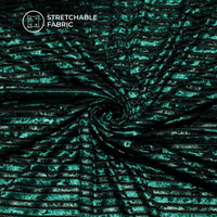 Forest Green Stripes Luxury Imported Velvet Fabric