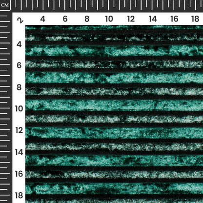 Forest Green Stripes Luxury Imported Velvet Fabric