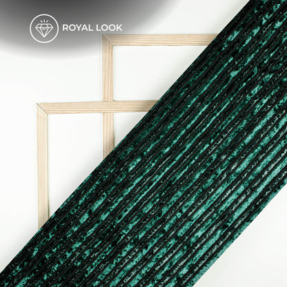 Forest Green Stripes Luxury Imported Velvet Fabric