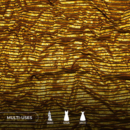 Golden Stripes Luxury Imported Velvet Fabric