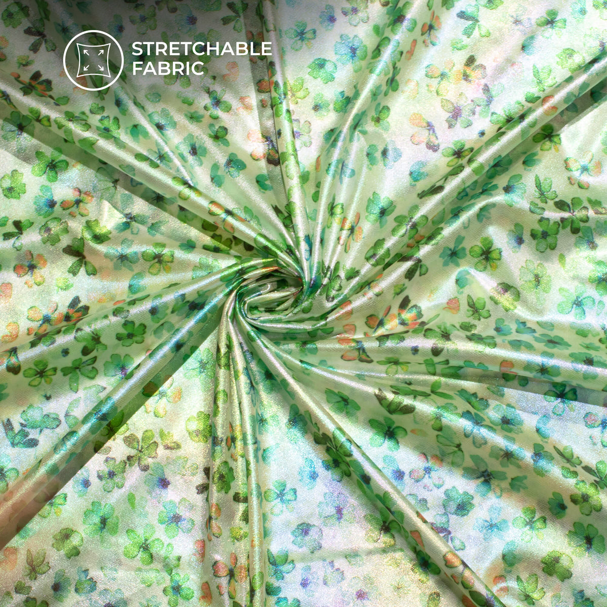 Green Floral Dual Tones Galaxy Imported Net Fabric
