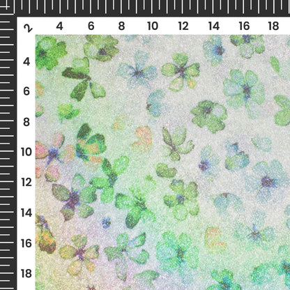Green Floral Dual Tones Galaxy Imported Net Fabric