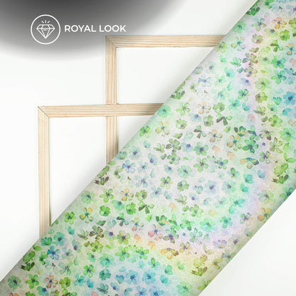 Green Floral Dual Tones Galaxy Imported Net Fabric