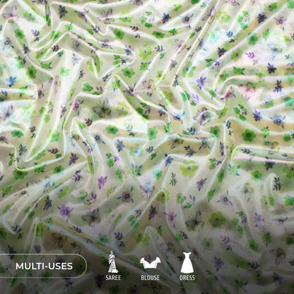 Violet Purple Floral Dual Tones Galaxy Imported Net Fabric