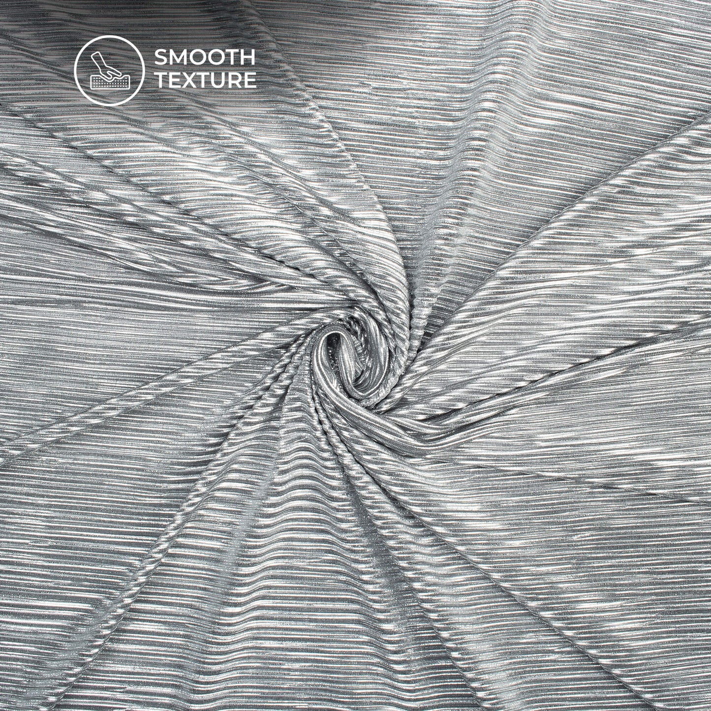 Grey Foil Pleated Imported Lycra Fabric (Width 56 Inches)