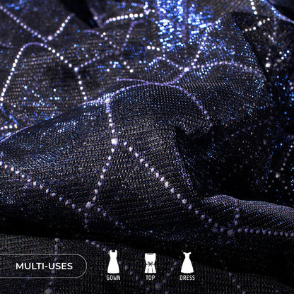 Smart Silver Geometric Foil Work On Imported Lycra Fabric