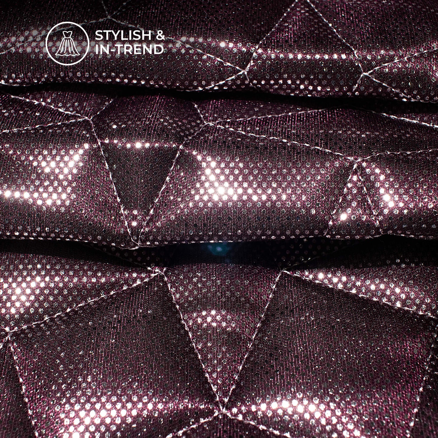 Silver Polka Dots Diamond Shape Foam Stiched On Imported Fabric