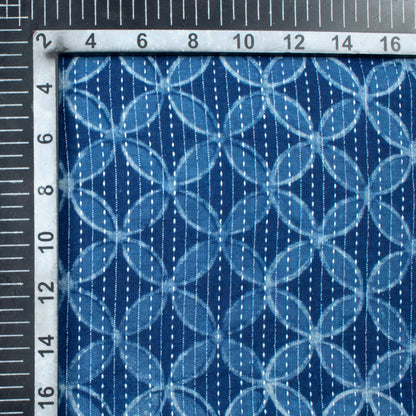 Indigo Traditional Pattern Natural Dye Akola Handblock Kantha Cotton Fabric