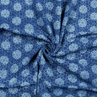 Indigo Geometric Pattern Natural Dye Akola Handblock Cotton Fabric