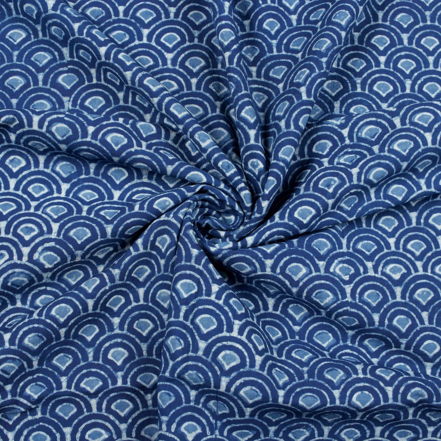 (Cut Piece 2.3 Mtr) Indigo Trellis Pattern Natural Dye Akola Handblock Cotton Fabric