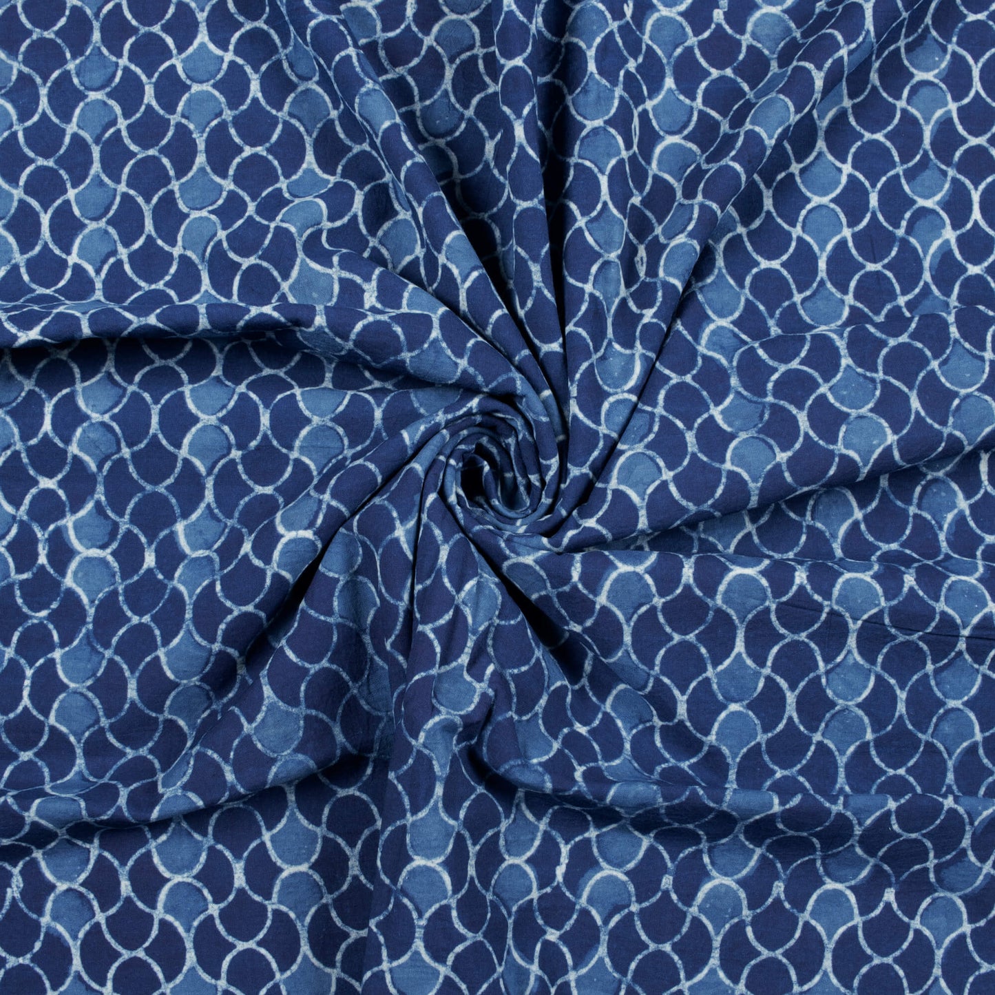 Indigo Trellis Pattern Natural Dye Akola Handblock Cotton Fabric