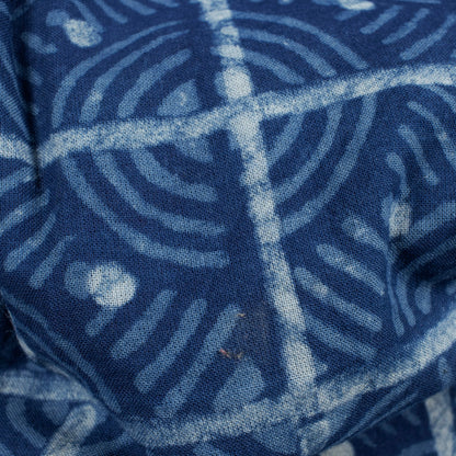 Indigo Geometric Pattern Natural Dye Akola Handblock Cotton Fabric