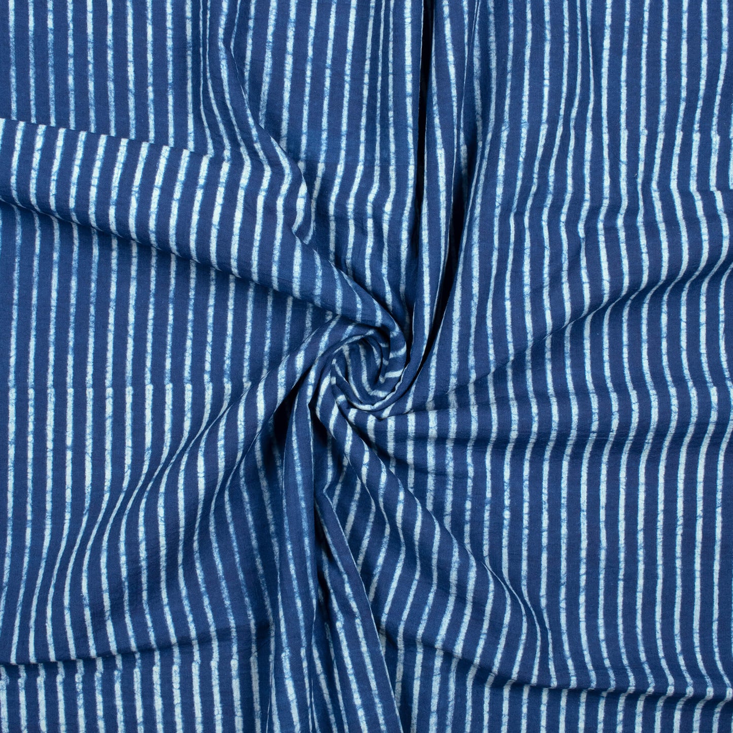 Indigo Stripes Pattern Natural Dye Akola Handblock Cotton Fabric