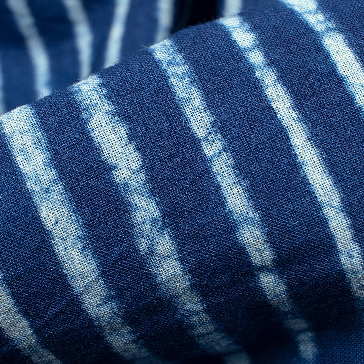 Indigo Stripes Pattern Natural Dye Akola Handblock Cotton Fabric