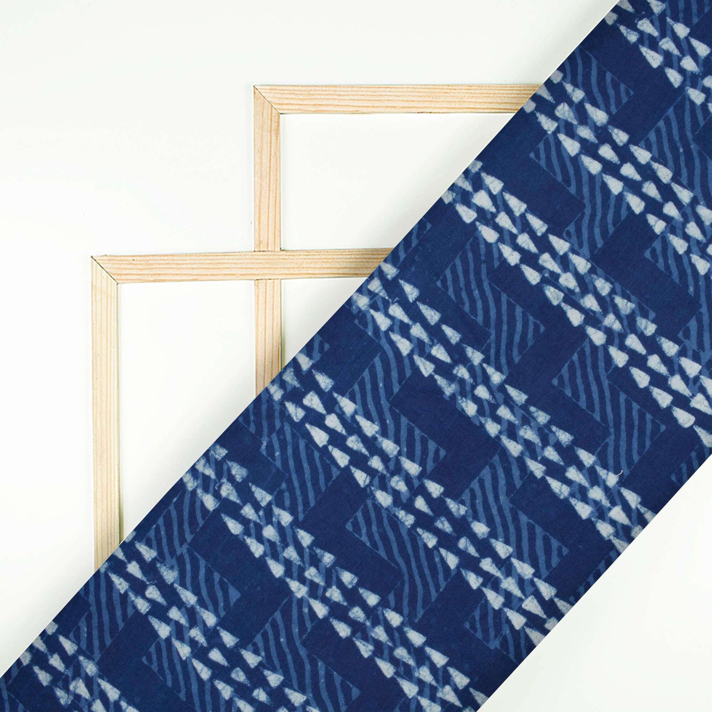 (Cut Piece 0.8 Mtr) Indigo Stripes Pattern Natural Dye Akola Handblock Cotton Fabric