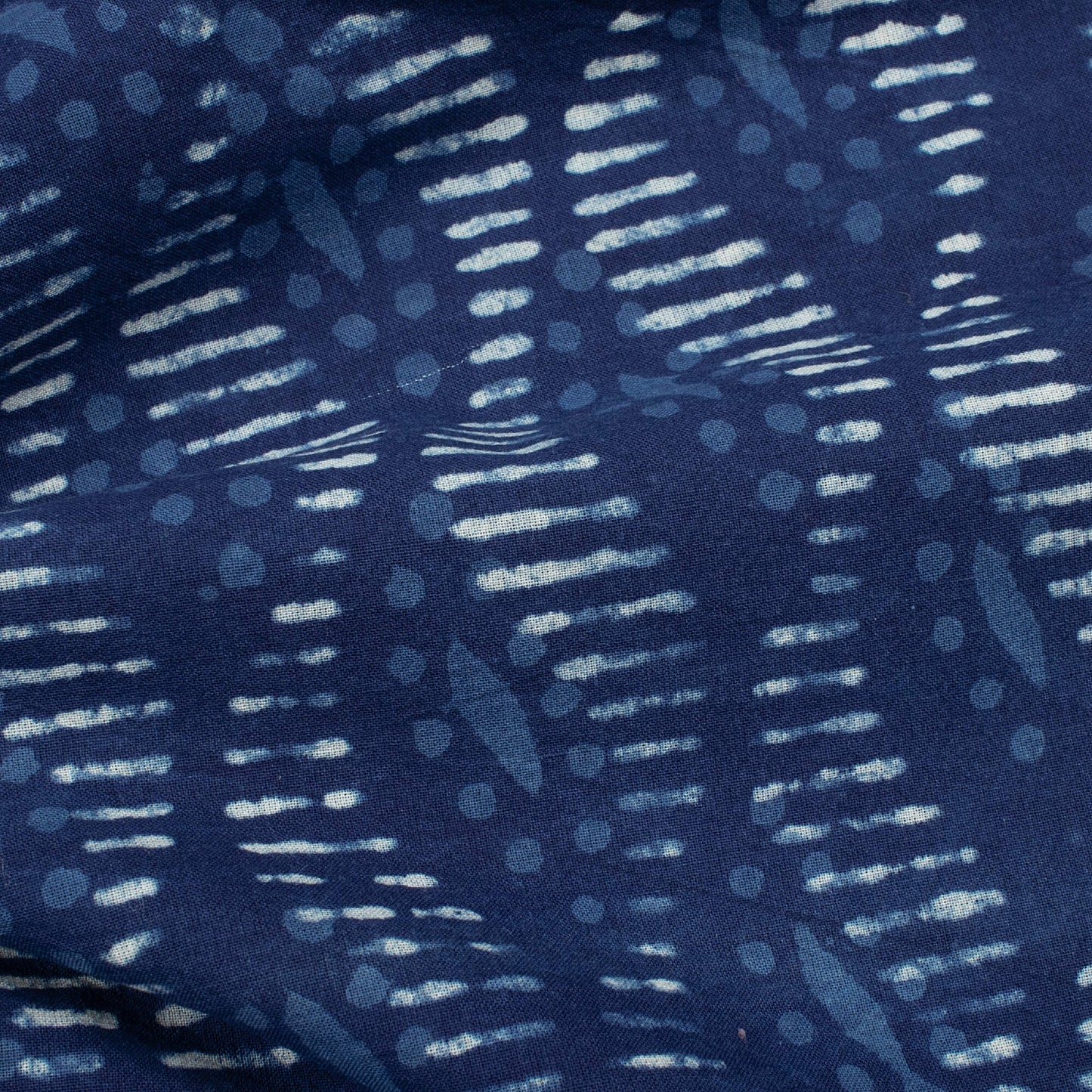 Indigo Trellis Pattern Handblock Cotton Fabric