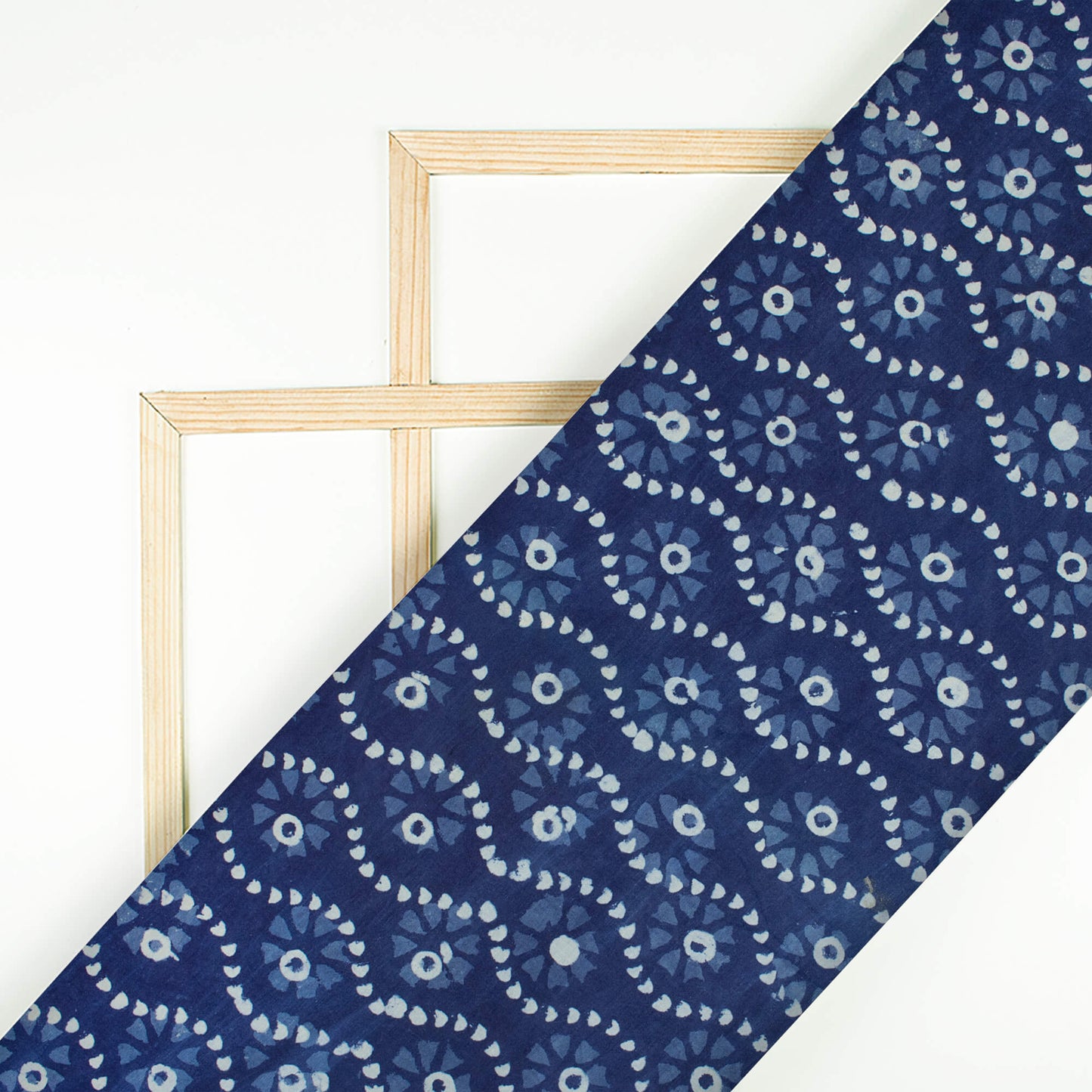 Indigo Trellis Pattern Handblock Cotton Fabric