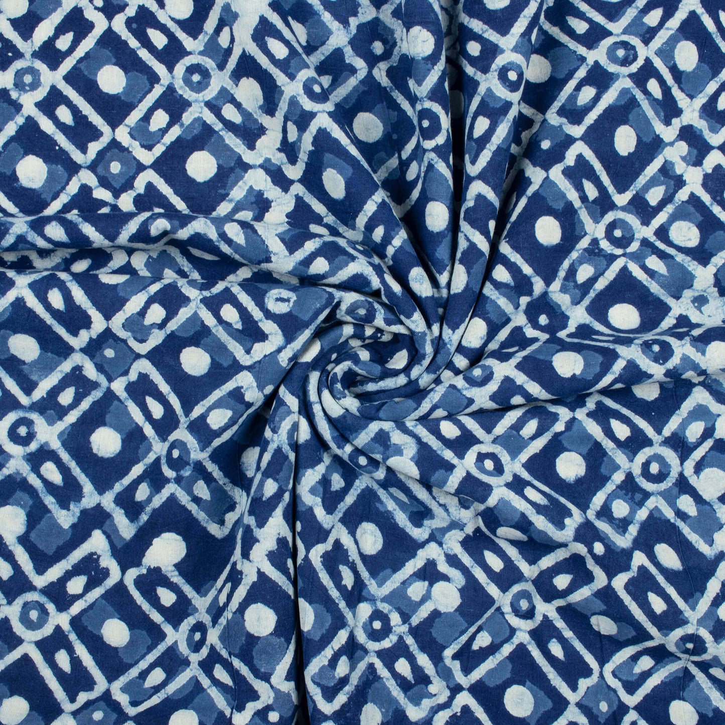 Indigo Traditional Pattern Handblock Cotton Fabric