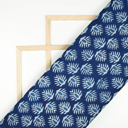 Indigo Booti Pattern Handblock Cotton Fabric
