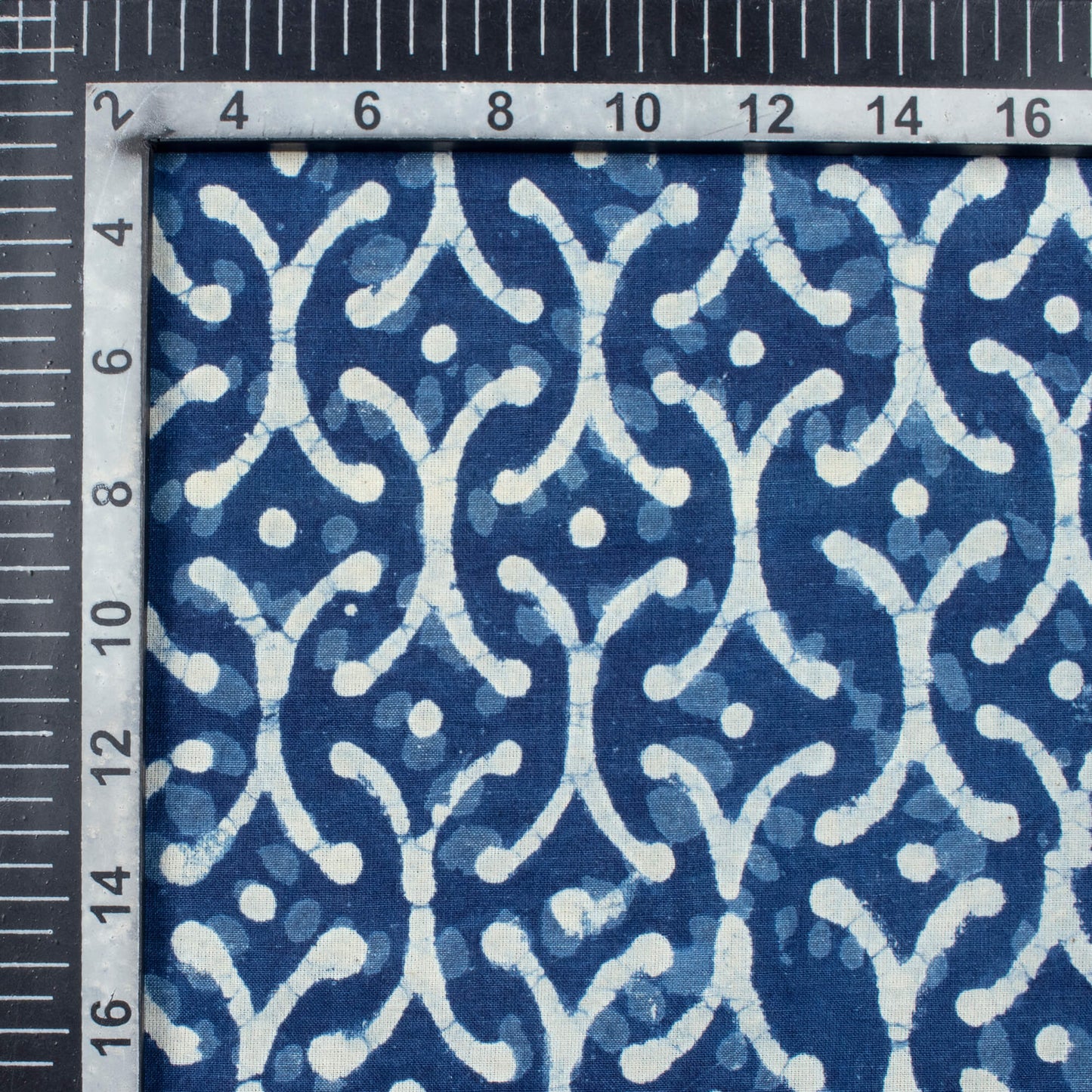 Indigo Abstarct Pattern Handblock Cotton Fabric