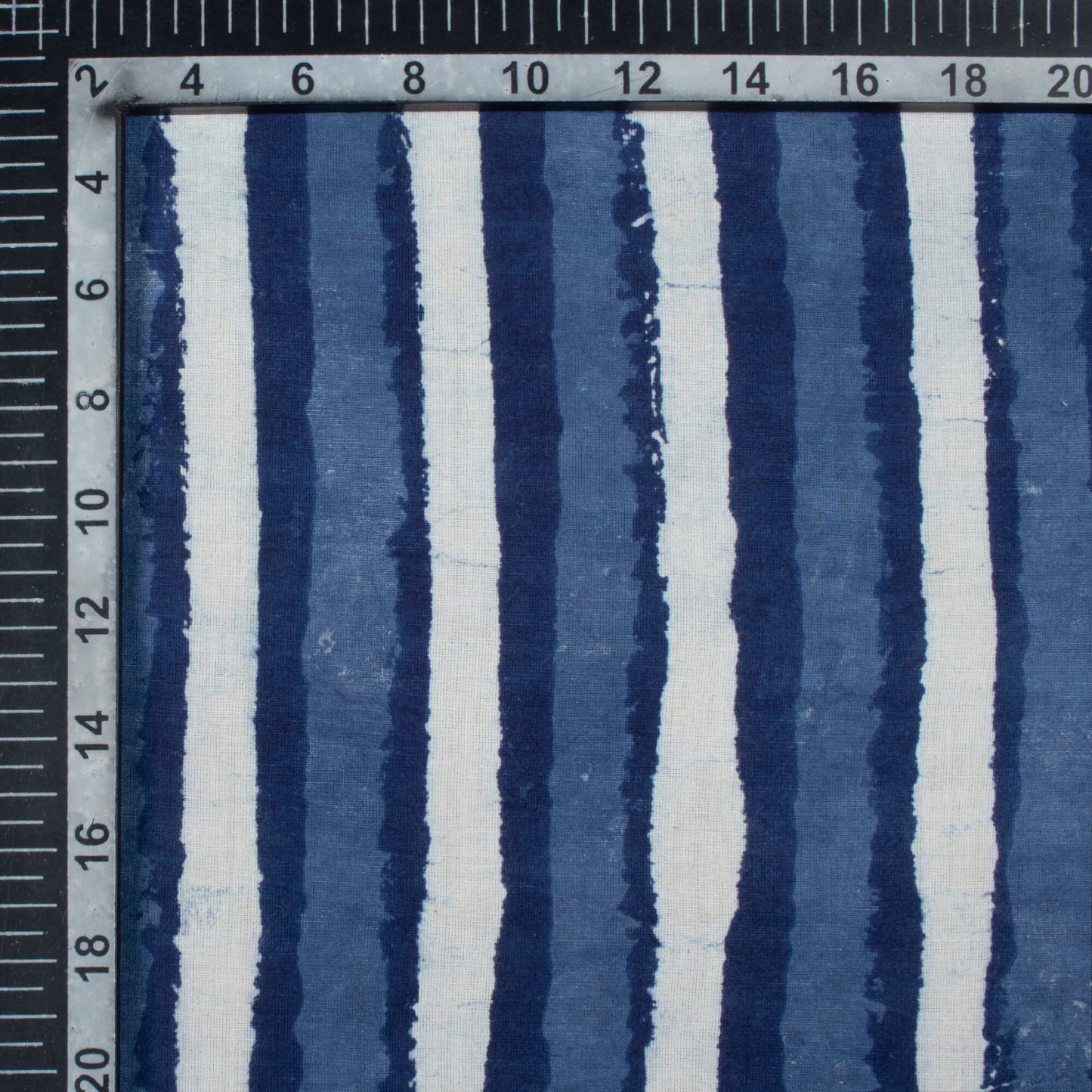 Indigo Stripes Pattern Handblock Cotton Fabric