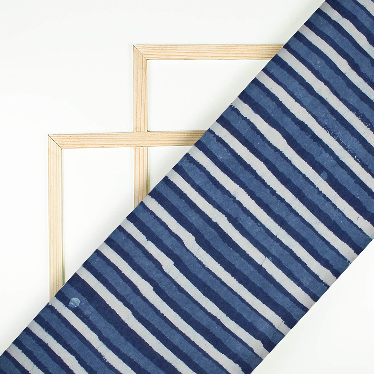 Indigo Stripes Pattern Handblock Cotton Fabric