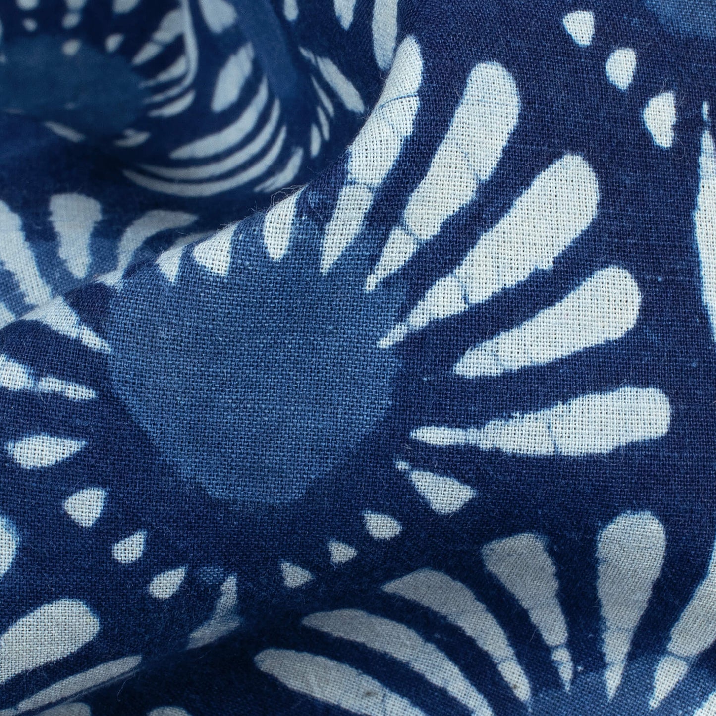 Indigo Floral Pattern Handblock Cotton Fabric