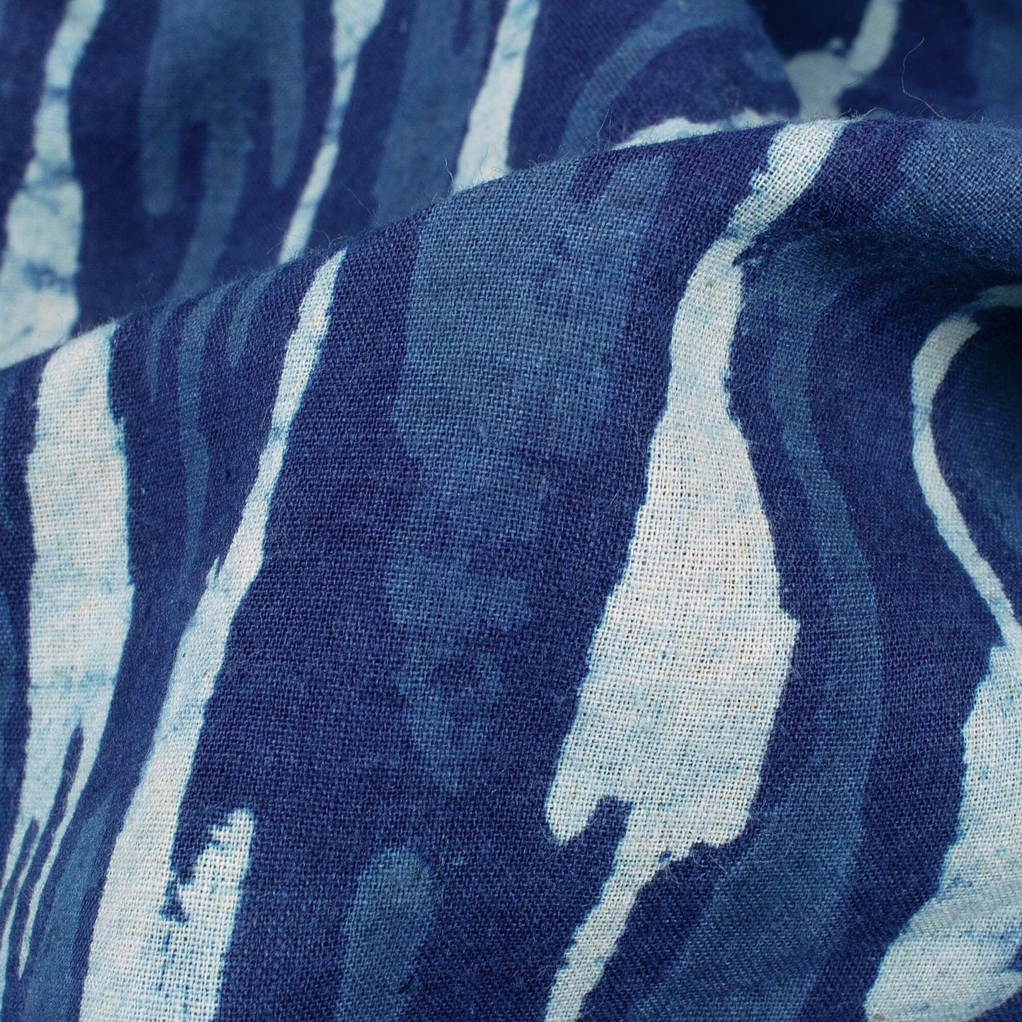Indigo Ikat Pattern Handblock Cotton Fabric