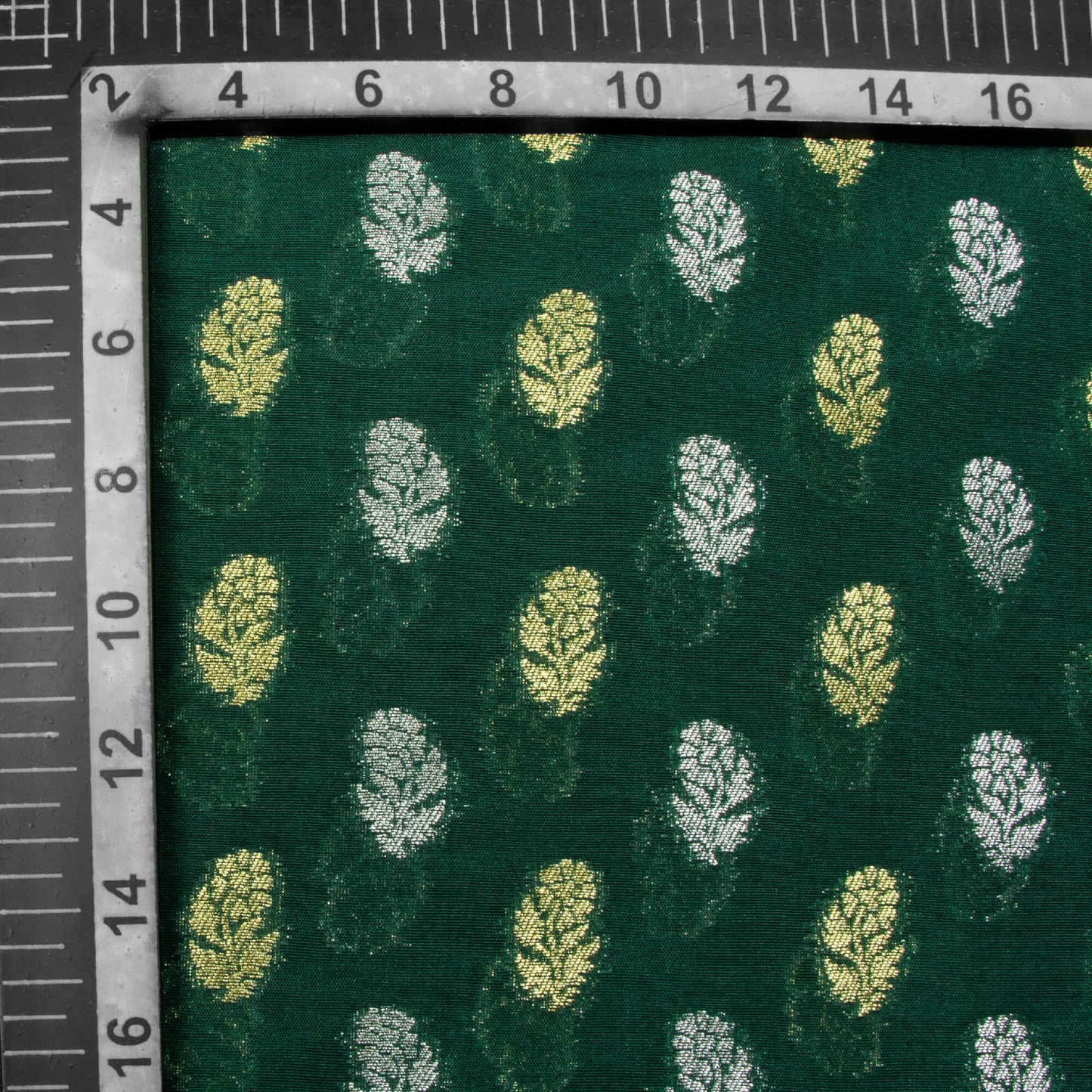 Sacremento Green Floral Pattern Zari Jacquard Banarasi Silk Fabric