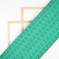 Sea Green Quirky Pattern Dual Tone Jacquard Chanderi Slub Fabric - Fabcurate