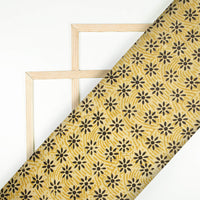 Cream And Black Floral Pattern Handblock Kalamkari Cotton Silk Fabric