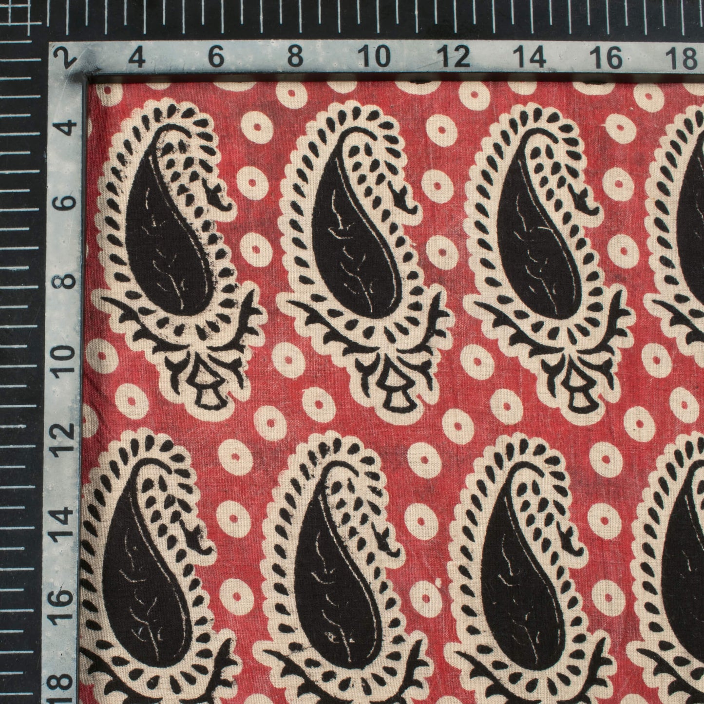 Wine Red And Black Paisley Pattern Printed Kalamkari Cotton Fabric