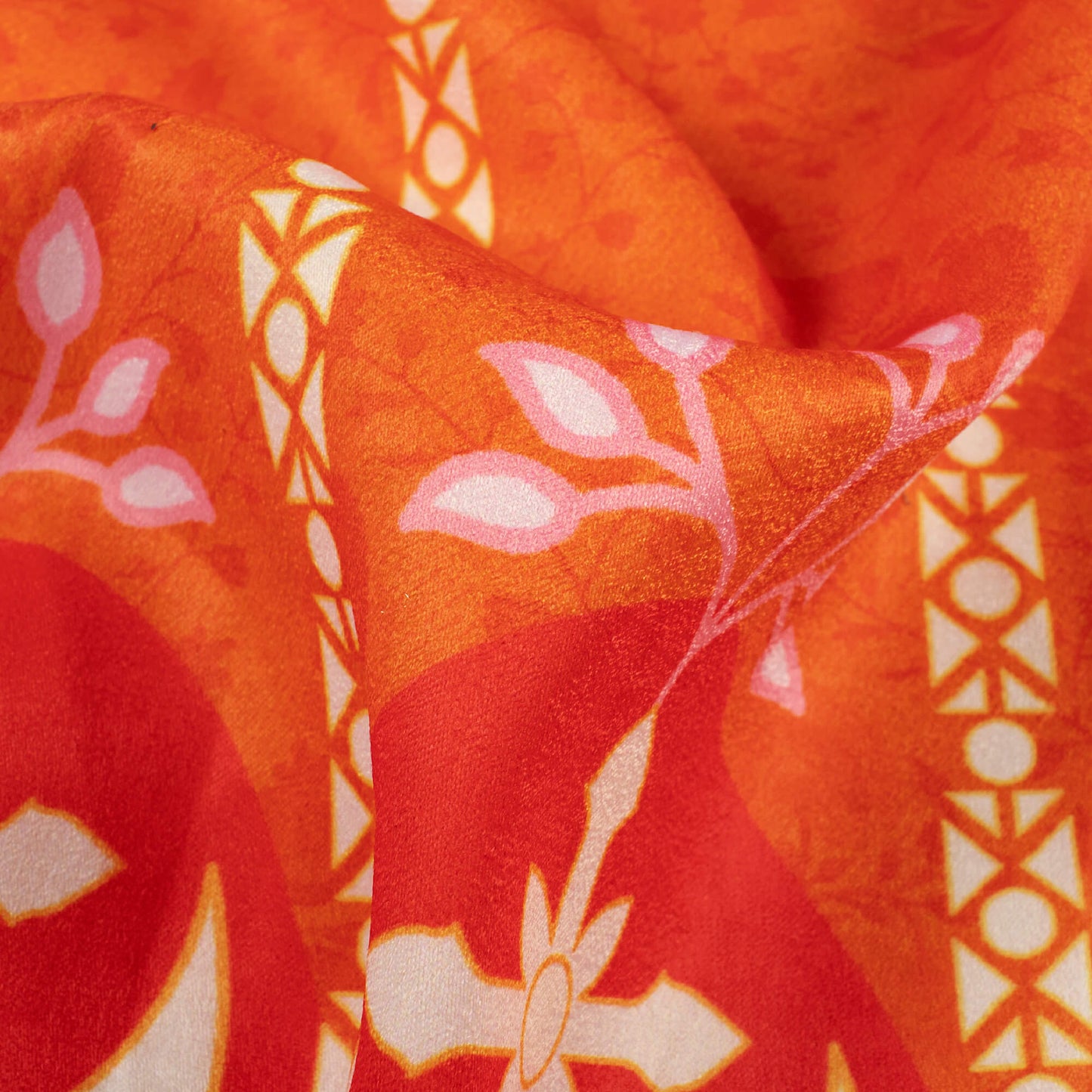 Orange Floral Traditional 
Kali Set With Unstitched Blouse