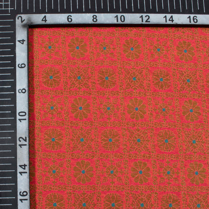 Chilli Red Traditional Pattern Zari Jacquard Banarasi Katan Silk Fabric
