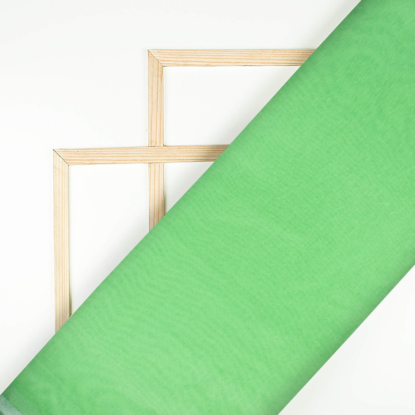 Pastel Green Plain With Silver Zari Border Modal Chanderi Fabric - Fabcurate