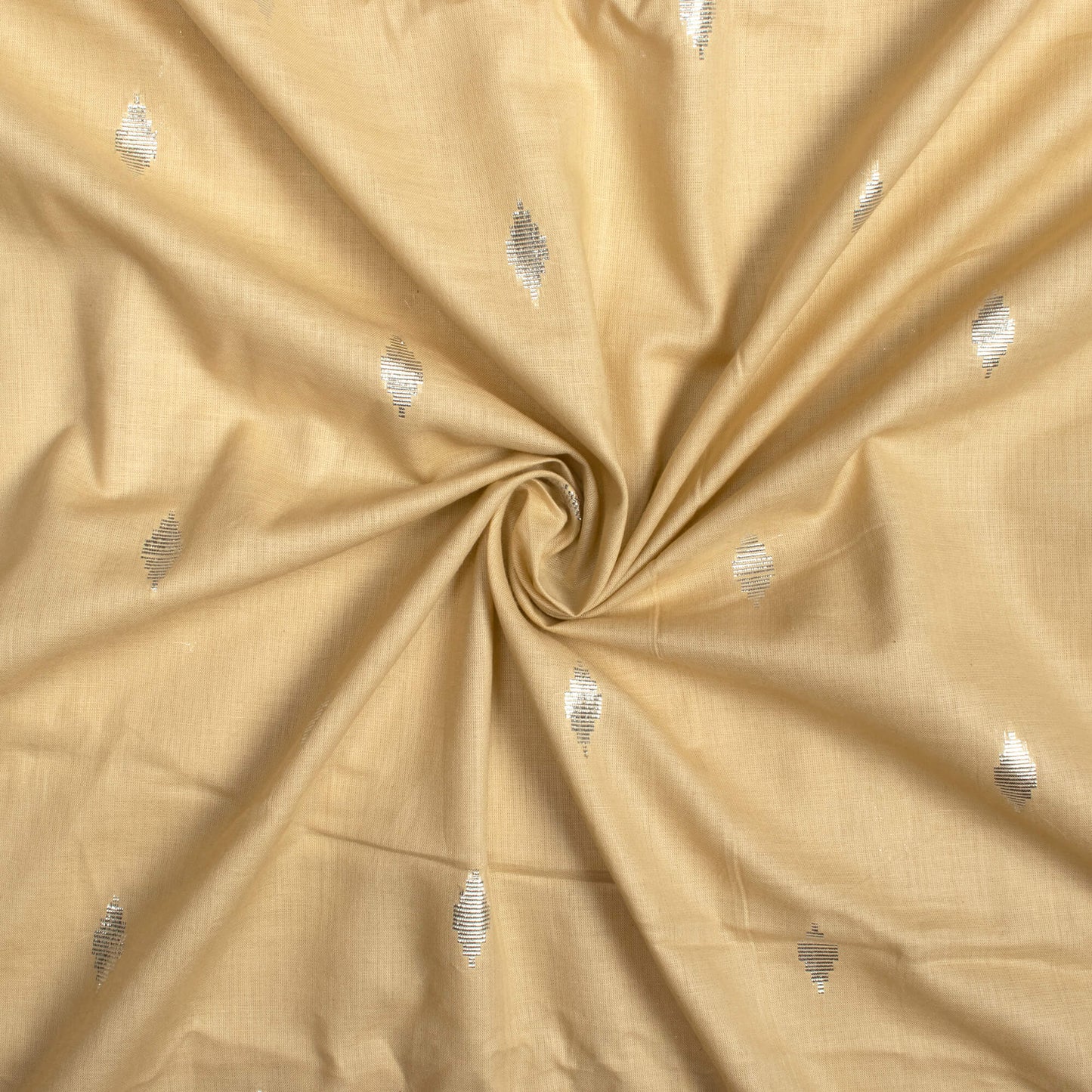 Sand Beige And Silver Booti Pattern Plain Cotton Lurex Fabric