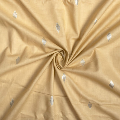 Sand Beige And Silver Booti Pattern Plain Cotton Lurex Fabric