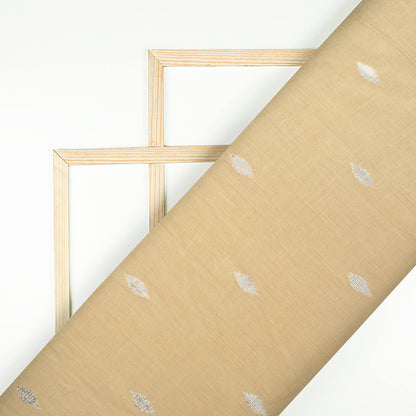 Sand Beige And Silver Booti Pattern Plain Cotton Lurex Fabric