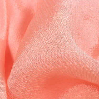 Salmon Pink Plain Pure Chinnon Chiffon Fabric - Fabcurate